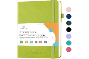 JUBTIC Carnet d'adresses à couverture rigide avec onglets alphabétiques - Organiseur de répertoire téléphonique - Carnet d'adresses - Carnet de notes pour la maison ou le bureau - Vert
