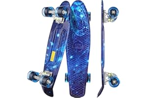WeSkate Skateboard Complete Mini Cruiser 22inch Retro Plastic Skate Board 4 Soft PU Wheels for Adult Kids Beginners Girls Boys