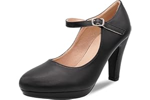 CucuFashion Mary Jane Shoes for Women - Stylish Court Shoes for Women, Block Heel Shoes Women, Comfortable High Heels for Women, Block Heels, Women's Mary Jane Shoes - UK 3-8