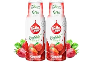2 paquetes - FruttaMax - Concentrado de jarabe de frutas | Menos azúcar | con un 60% de contenido de fruta | adecuado para máquina de refrescos (2 x 500 ml) (2 x Fresa)