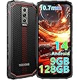 DOOGEE Blade10 Rugged Smartphone 2024, 10.7mm Ultra-thin Rugged Phone Android 14, 128GB ROM/2TB TF, 90Hz 6.56’’ HD+, 3 Card Slots, 4G Dual SIM IP68 Waterproof Phone, 16MP, Face Unlock/OTG, Black