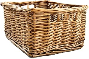 Arthur Cameron - Rectangular Wicker Storage Basket with Handles - 29 x 25 x 15 cm - Small Wicker Basket, Bathroom Storage Organiser, Bedroom Storage (Natural)