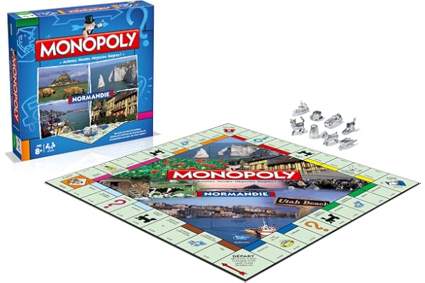 Winning Moves Monopoly Normandie en français - Jeu De Plateau 8+ - Jeu de Société pour 2 à 6 Joueurs - Jeux de Société Famille en français