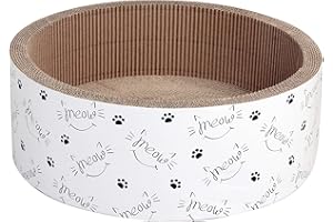 Dehner Mapa do zdrapywania dla kotów Scratch Circle, w zestawie kocia mięta, Ø 43 cm, wysokość 15,5 cm, materiał naturalny, biała