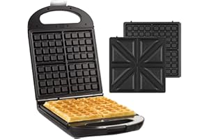 Senya SYCK-WM015 - Gofrera reversible para 4 gofres o 4 sándwiches (1200 W), color negro