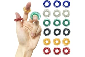 Cuackamily 18 PCS Acupressure Rings, Spiky Sensory Finger Ring Fidget Toys set, Relief Anxiety Acupuncture Rings, Silent Stress Reducer Massager Improves Blood Circulation Gift for Teens Adults Kids