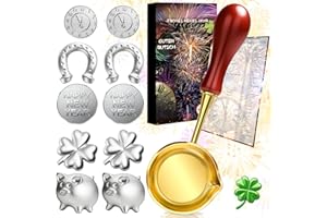 SYNERIX Zinngießen Silvester Spiele Set 2026 - mit 10 Zinnfiguren und 1 Löffel, orakel für Partyspiel, die Gesunde Alternative zum Bleigießen, Glücksbringer Silvester Deko, kinder Geschenke Neujahrsgeschenke