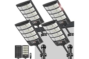 LEKIA Farolas Solar Exterior, Potente Focos LED Solares con Sensor de Movimiento y Mando a Distancia, 6500K Luz Solar Exterior IP66 Impermeable Luces Solares para Jardín Patio Aparcamiento, 4 Paquetes