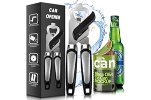 Silhani Can Openers Manual,Stainless Steel Tin Openers,Ergonomic Turning Knob,Smooth Edges&Non-Slip Handle Tin Opener UK,Can Opener Heavy Duty Jar Openers is Best Kitchen Tools & Gadgets Daily Life