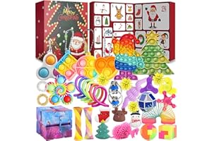 vita dennis Christmas Fidget Advent Calendar 2025 with 36 Pcs Fidget Toys for Kids and Adults, Sensory Stress Reliever Toy for Anxiety ADHD, Squeeze Toy Family Games Holidays Party Gift Box Set (R)
