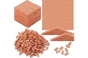 Cayway Miniaturowe klocki do kształtowania krajobrazu, miniaturowe cegły, małe cegły do rękodzieła, realistyczne sztuczne cegły, mini klocki do domku dla lalek, mini akcesoria ogrodowe (3 otwory, mini