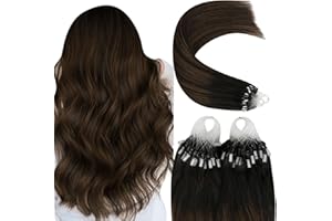 ‎YOUNGSEE YoungSee Microring Extensions Echthaar Ombre Microring Extensions Braun Ombre Mittelbraun Microring Hair Extensions Remy Micro Loop Extensions Echtaar Micro Beads Hair Extensions 50g/50s #2/2/6