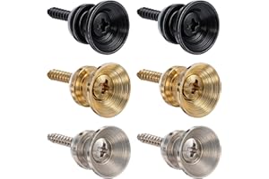 HJZHII 6 Pcs Guitar Strap Button, Metal Strap Buttons End Pins with Mounting Screws Guitar Strap Locks Pins Music Parts for Guitar Bass Ukulele Electric Acoustic Guitar(Clear)