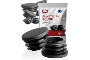 LouMaxx Set med 10 stycken runda pluggar 25 mm, rörspetsar och möbelkuddar av robust plast, UV- och väderbeständig, för inomh