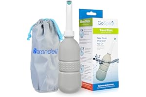 Brondell GoSpa Essential Portable Bidet for Everyday Use, Camping, Hiking, and Outdoor Activities, Compact and Discreet, Includes Travel Bag, 400ml, Fog