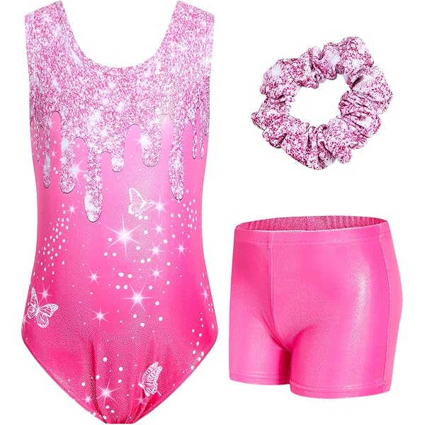 Iiniim Turnpakje Voor Meisjes – Glitters, Patchwork, Lange Mouwen Met Vingerringen, Inclusief Short, Maat 110-164 Cm