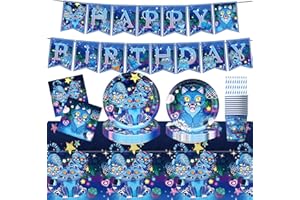 KEVRDRT 62 Pcs Hun-ters Anniversaire Vaisselle Kit, De-mon Hun-trix Décorations Anniversaire, Fournitures de Fête - Assiettes Gobelets Serviettes Nappes Bannières pour Fans Enfant (Tigre)