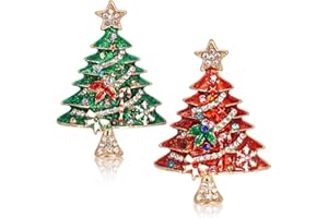 Figarge Weihnachtsbrosche, 2 Stück Weihnachtsbaum Strass Brosche Ornament für Kleidungsnadel Halstuch Hut Dekoration Brosche