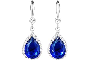 Linawe Orecchini pendenti da donna, orecchini pendenti, in argento dorato, gioielli in oro rosa, orecchini in cristallo con diamanti, gioielli a goccia per matrimoni