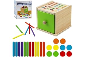 ORTVIAI Toddlers Montessori Coin Box Toys, Color Sorting Stacking Sensory, Wooden Learning Color Sorting Toys for Ages 1-4 Kids, Birthday for Baby 12-18 Month Old, Educational Learning Presents Easter Gift