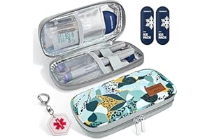 ‎KEKHEALTH KEKHEALTH Insulin Pen Kühltasche Reisen mit QR Medizinischer Warnung,Tragbarer Medikamenten Kühltasche klein,Insulin Kühltasche Diabetiker Tasche mit 2 Kühlung(Glänzen)