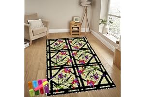 YOSETOMHLVEY Knüpfteppich Zum Selber Knüpfen-Sets Groß Latch Hook Rug, Handarbeit Selbst Knüpfen Set, Vorgedrucktes Muster Leinwand Teppich Stickerei Handwerk Für Erwachsene Handarbeiten Diy Teppich 90 x 120 cm