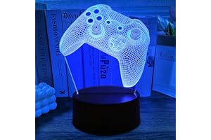 Gemi 3D Lampe Gaming, Lampe Gamer 16 Couleurs Graduables, Rechargeable, Avec Câble, Commandes Tactiles et Télécommandes, Gamer deco chambre, Gaming Cadeau pour Gamer Fans Enfants Garçons Hommes