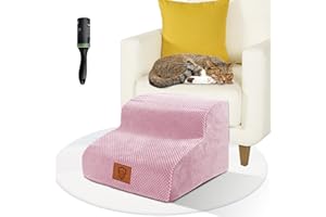 ZVONEMA ZNM - Scala per cani in spugna, scala per cani piccoli a 2 gradini ad alta densità con copertura in tessuto, scale per animali domestici, rosa