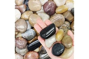 Aleker River Rock Stones, Large Decorative Polished Pebbles for Plants, Natural Smooth Mixed Color Pebbles Aquarium Gravel, Vase Fillers, DIY Outdoor Decorative Stones (2.2lb, 1.5" - 2.5")