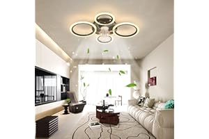 ycwdcz Ventilatore da Soffitto con Luce e Telecomando Moderno Nero Lampadario Ventilatore Anello Luce LED Dimmerabile Funzione Memoria Motore DC Reversibile Estate Inverno Plafoniera con Ventilatore