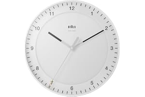 Braun Classic Radio Controlled Large Analogue Wall Clock For Central European Time Zone (DCF/GMT+1) with Silent Sweep Movemen