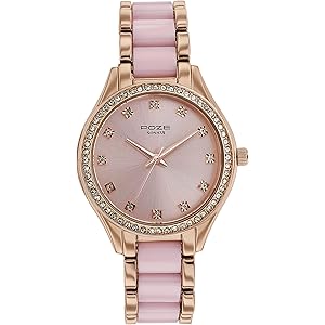 Sonata Poze Quartz Analog Pink Dial Metal & Plastic Strap Watch for Women-SP80054KD01W