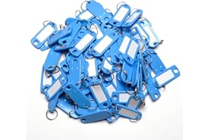 van den Heuvel Schlüsselanhänger hellblau | 100 Schlüsselanhänger Rohlinge zur Beschriftung | Schlüsselschild mit Ring zum Beschriften und Auswechseln | extra stabile Schlüssel Beschriftungsschilder