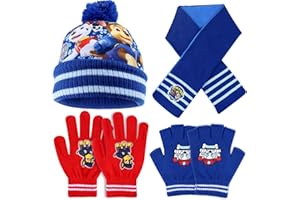 Forninc Kinder Wintermütze und Handschuhe Schal Set,Kindermützen Winter Jungen,Kinder Beanie Hutmit Schal Set,für Kinder 2-6Jahre Outdoor Aktivitäten (Blau)