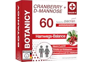 ‎BOTANICY BOTANICY Cranberry + D-Mannose - Unterstützt Blase & Harnwege - PACRAN® Cranberry-Pulver, Vitamin C und D3, Kürbissamen & Löwenzahnwurzel Extrakt - 60 Cranberry Tabletten