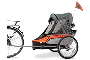 Wike Premium Double Bike Child Trailer - Orange/Grey (Walk + Jogging)