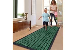 Rugs Inn Rubber Runner Rug for Hallways - Heavy Duty Anti Slip PVC Backing Runners Perfect for Mud-Rooms Muddy Wet Shoes and Paws(Green, 60 x 180 cm)