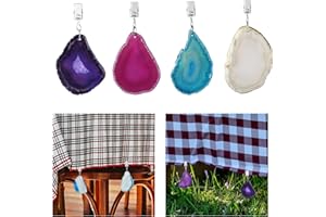 Lpraer 4PCS Agate Tablecloth Weight Clips Table Cover Weight Hangers Pendant Tablecloth Clamp for Outdoor Indoor Garden Party Picnic Travel Table Decor, 4 Colors