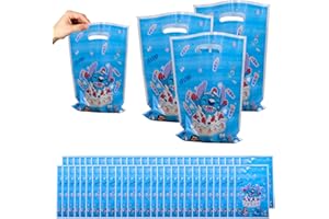 MIZT Bolsas de Dulces Mr.Stitch, 50 Piezas se Puede Reutilizar Bolsa de Fiesta Regalo Bolsas de Plástico Bolsas para Cumpleaños para Envolver Regalos, Fiestas de Cumpleaños para Niños, Fiesta Temática