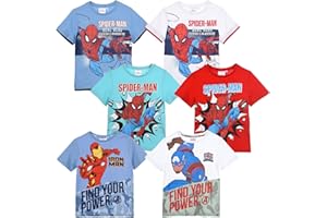 Characters Cartoons Marvel Avengers Spiderman - Bambino - T-Shirt Maglia Maglietta a Maniche Corte - Primavera Estate