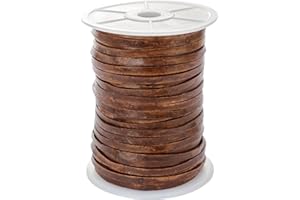 esnado Cordon de Cuir Plat 5 mm x 1,5 mm Couleur : Marron Clair Antique Longueur : 5 m