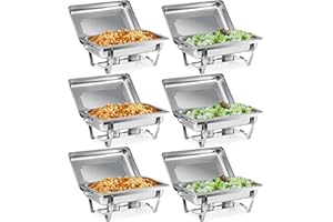‎WILPREP Wilprep Chafing Dish Stainless Steel Buffet Set Warming Container Food Warmer Heat Container Rechaud for Catering, Buffet and Party (6 Set x 9L)