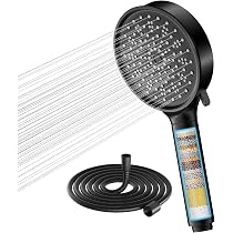 HOPOPRO Gefilterter Duschkopf Mit Handbrause – Hochdruck, 200 Cm Schlauch, Entfernt Chlor, Mattschwarz