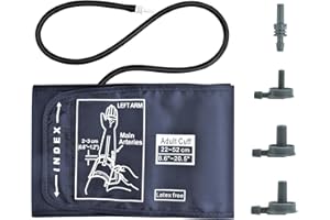 WLECRTL 22-52CM Extra Large Blood Pressure Cuff, Adjustable XL Blood Pressure Cuffs with 4 Connector, Blood Pressure Cuff Replacement for Big Arms Compatible with BP Monitors Not Included Machine (Blue)