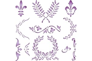 STENCIL COMPANY Klassische Schablone – 11,5 x 11,5 cm (S) – wiederverwendbare Fleur-de-Lis Lorbeerkranz Gothic Scroll Wandschablone