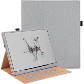 Vakarey Smart PU Leather Flip Case for Boox Note Air 5C with Hand Strap, Grey