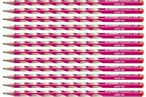 Lápiz ergonómico fino STABILO EASYgraph S - Caja con 12 unidades - Color de cuerpo rosa - Modelo para diestros
