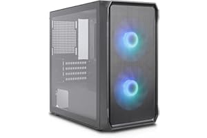 Silentware Air 10 Black kompaktes mATX PC-Gehäuse, Große Metall Mesh-Front, gehärtetes Glas-Seitenfenster, 2X 140mm A-RGB Hydro-Lager Lüfter, GPU bis 340mm, Radiatoren 240mm, ATX Netzteil, Schwarz