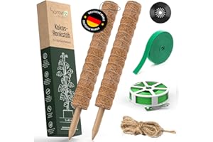 Homez Rankhilfe Monstera 2×40cm Moosstab verlängerbar – natürliche Pflanzenstütze für Monststera & Kletterpflanzen inkl. Zubehör und Stabilisator