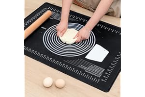 FOLKSY SUPER KITCHEN SUPER KITCHEN 70 x 50 cm silikonowa mata do ciasta z podniesionymi krawędziami, bardzo duża mata silikonowa do pieczenia z wymiarami, nieprzywierająca mata do ciasta, gruba mata do ciasta, mata do